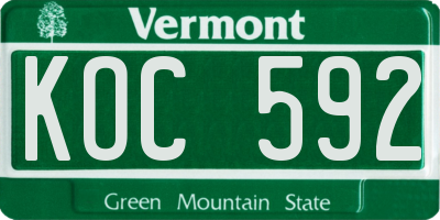 VT license plate KOC592