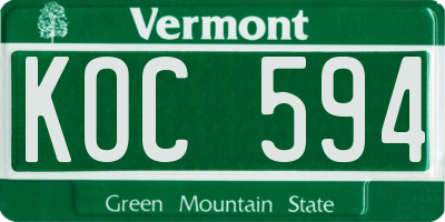 VT license plate KOC594
