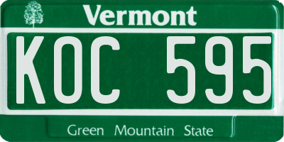 VT license plate KOC595