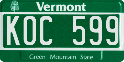 VT license plate KOC599