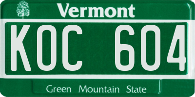 VT license plate KOC604