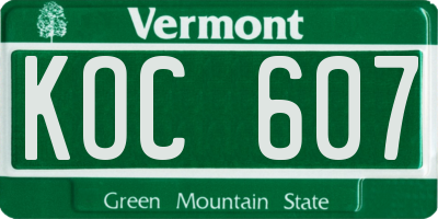 VT license plate KOC607