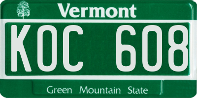 VT license plate KOC608