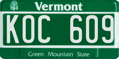 VT license plate KOC609