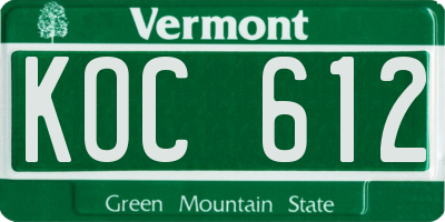 VT license plate KOC612