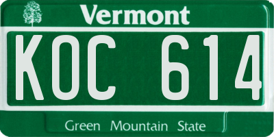 VT license plate KOC614