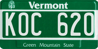 VT license plate KOC620