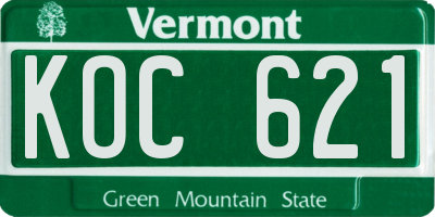 VT license plate KOC621
