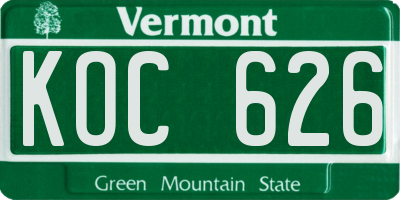 VT license plate KOC626