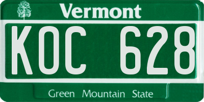 VT license plate KOC628