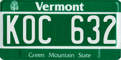 VT license plate KOC632