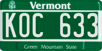 VT license plate KOC633
