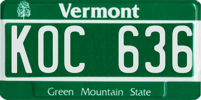 VT license plate KOC636