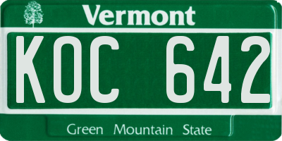 VT license plate KOC642