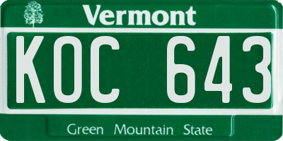 VT license plate KOC643