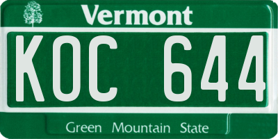 VT license plate KOC644