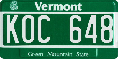 VT license plate KOC648