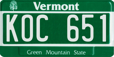 VT license plate KOC651