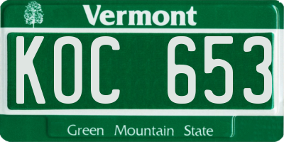 VT license plate KOC653