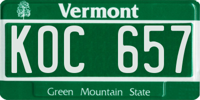 VT license plate KOC657