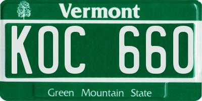 VT license plate KOC660