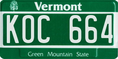 VT license plate KOC664