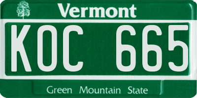 VT license plate KOC665