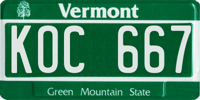 VT license plate KOC667