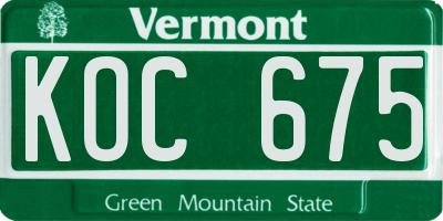 VT license plate KOC675