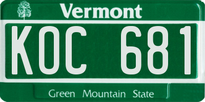 VT license plate KOC681