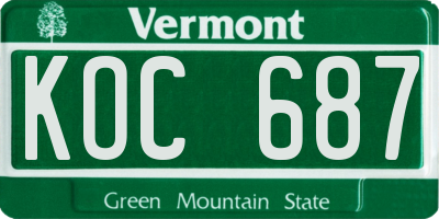 VT license plate KOC687