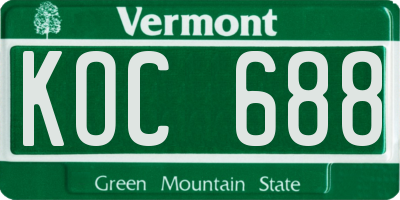 VT license plate KOC688