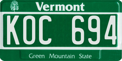 VT license plate KOC694