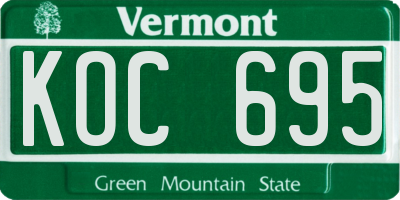VT license plate KOC695