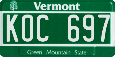 VT license plate KOC697