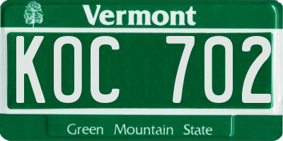 VT license plate KOC702