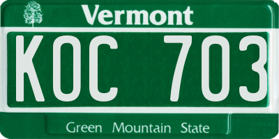 VT license plate KOC703