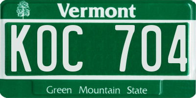 VT license plate KOC704