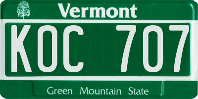 VT license plate KOC707