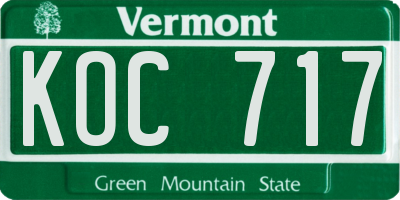 VT license plate KOC717