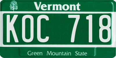 VT license plate KOC718