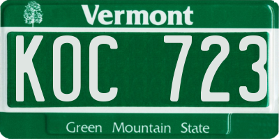 VT license plate KOC723