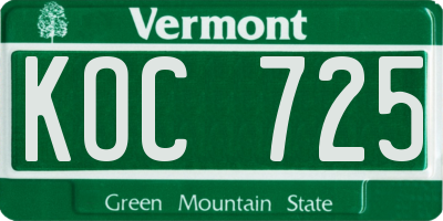VT license plate KOC725
