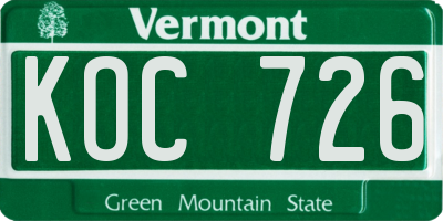 VT license plate KOC726