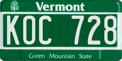 VT license plate KOC728
