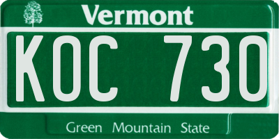 VT license plate KOC730