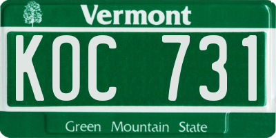 VT license plate KOC731