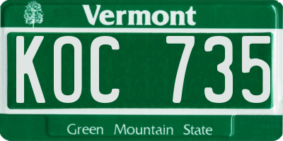 VT license plate KOC735