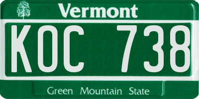 VT license plate KOC738