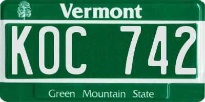 VT license plate KOC742
